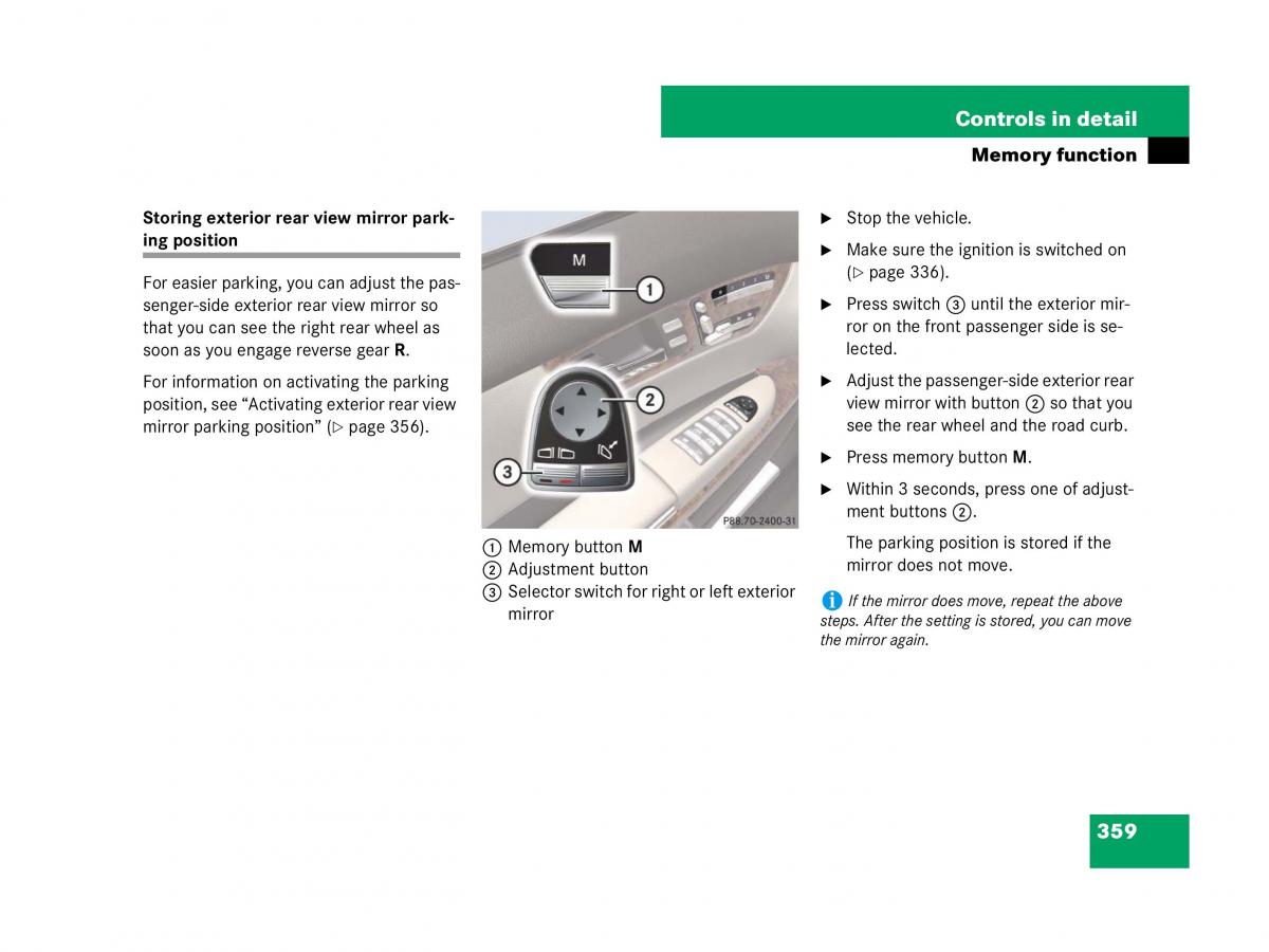 Mercedes Benz CL C216 owners manual / page 360