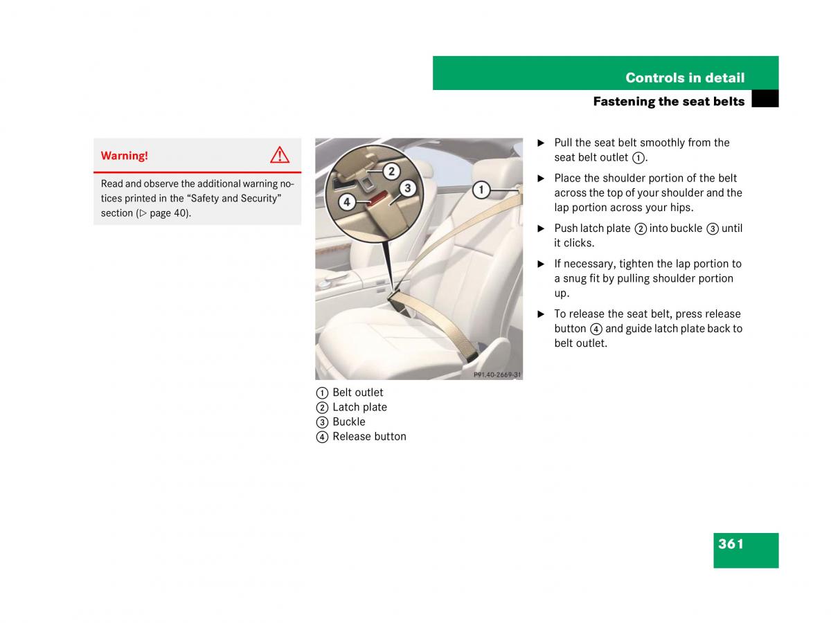 Mercedes Benz CL C216 owners manual / page 362