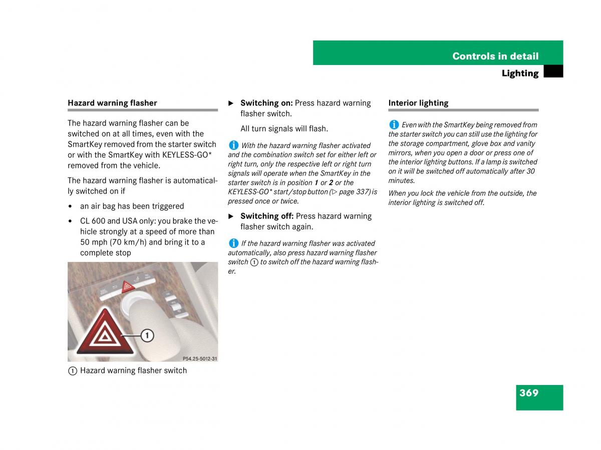 Mercedes Benz CL C216 owners manual / page 370