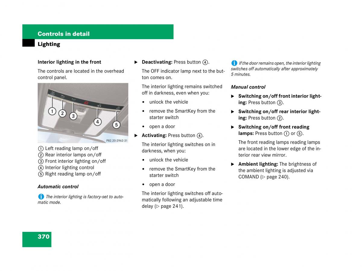 Mercedes Benz CL C216 owners manual / page 371