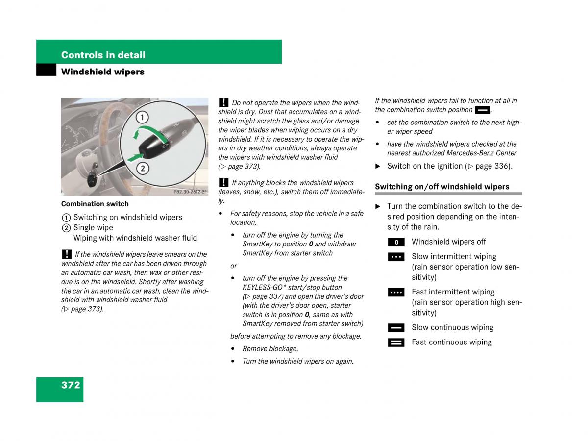 Mercedes Benz CL C216 owners manual / page 373