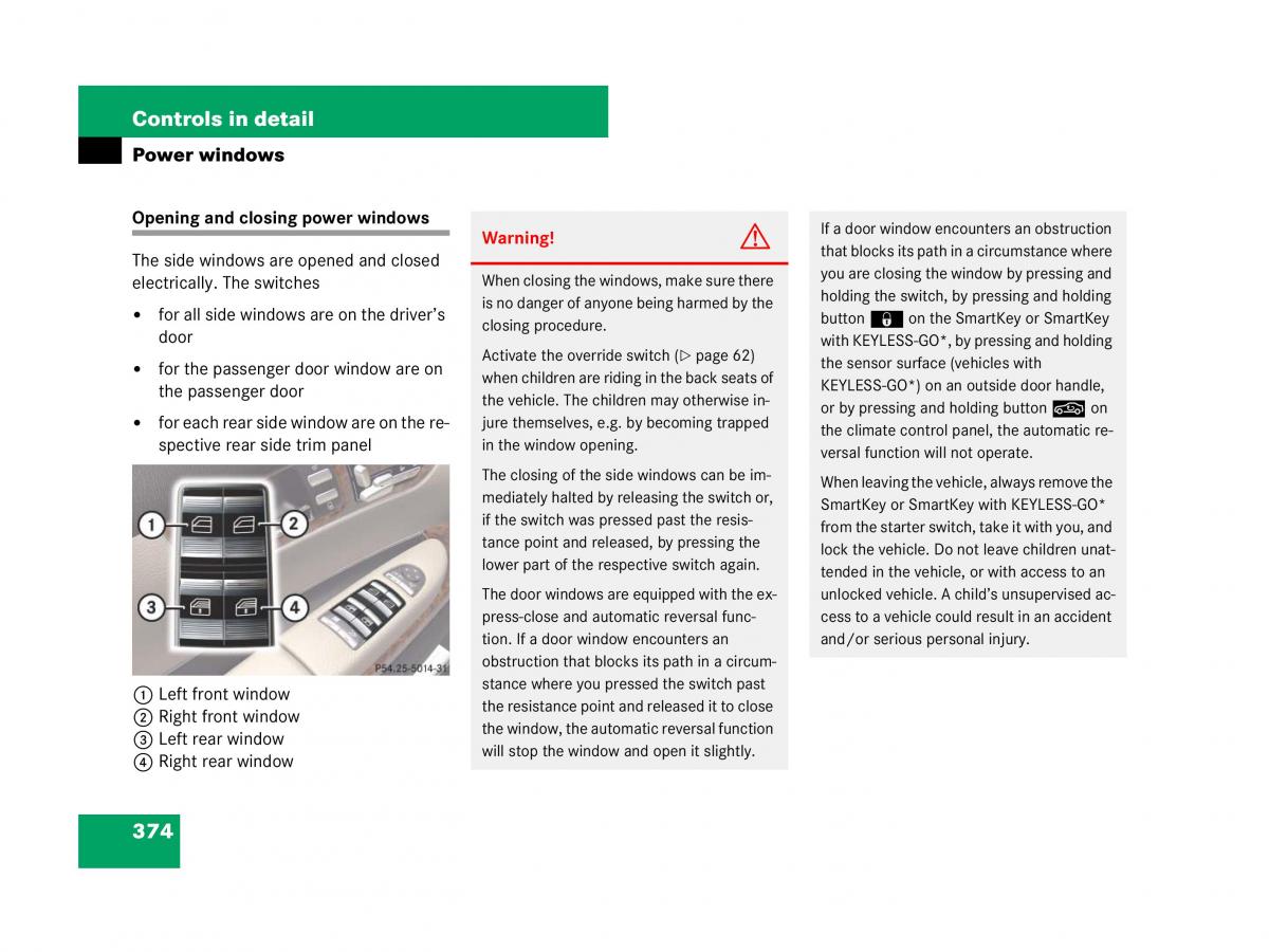 Mercedes Benz CL C216 owners manual / page 375