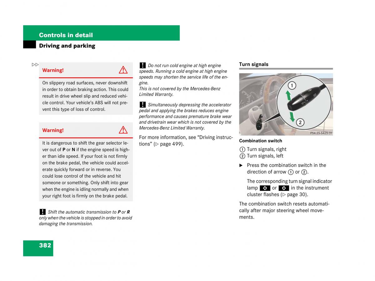 Mercedes Benz CL C216 owners manual / page 383