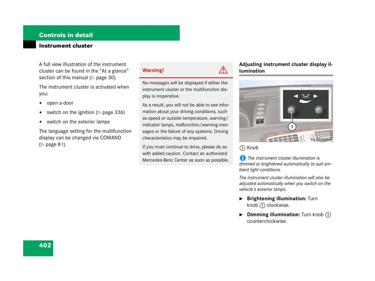 Mercedes Benz CL C216 owners manual / page 403