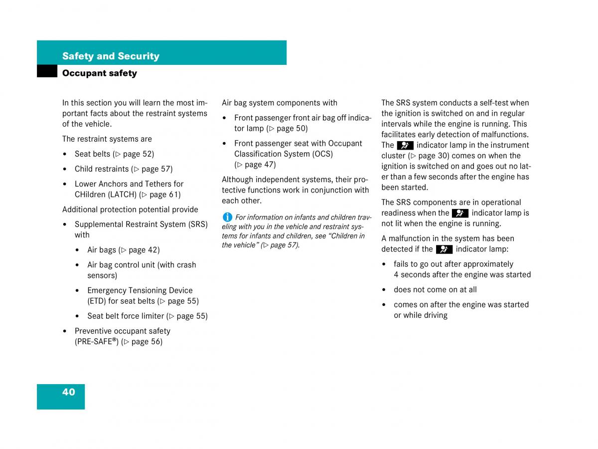 Mercedes Benz CL C216 owners manual / page 41