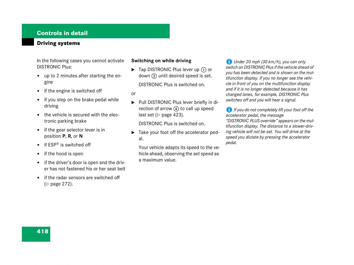 Mercedes Benz CL C216 owners manual / page 419