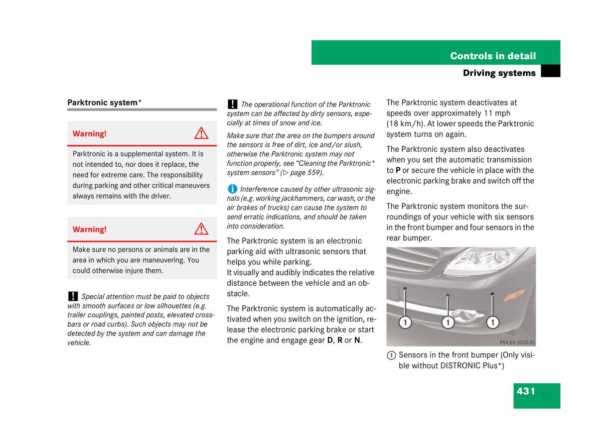 Mercedes Benz CL C216 owners manual / page 432