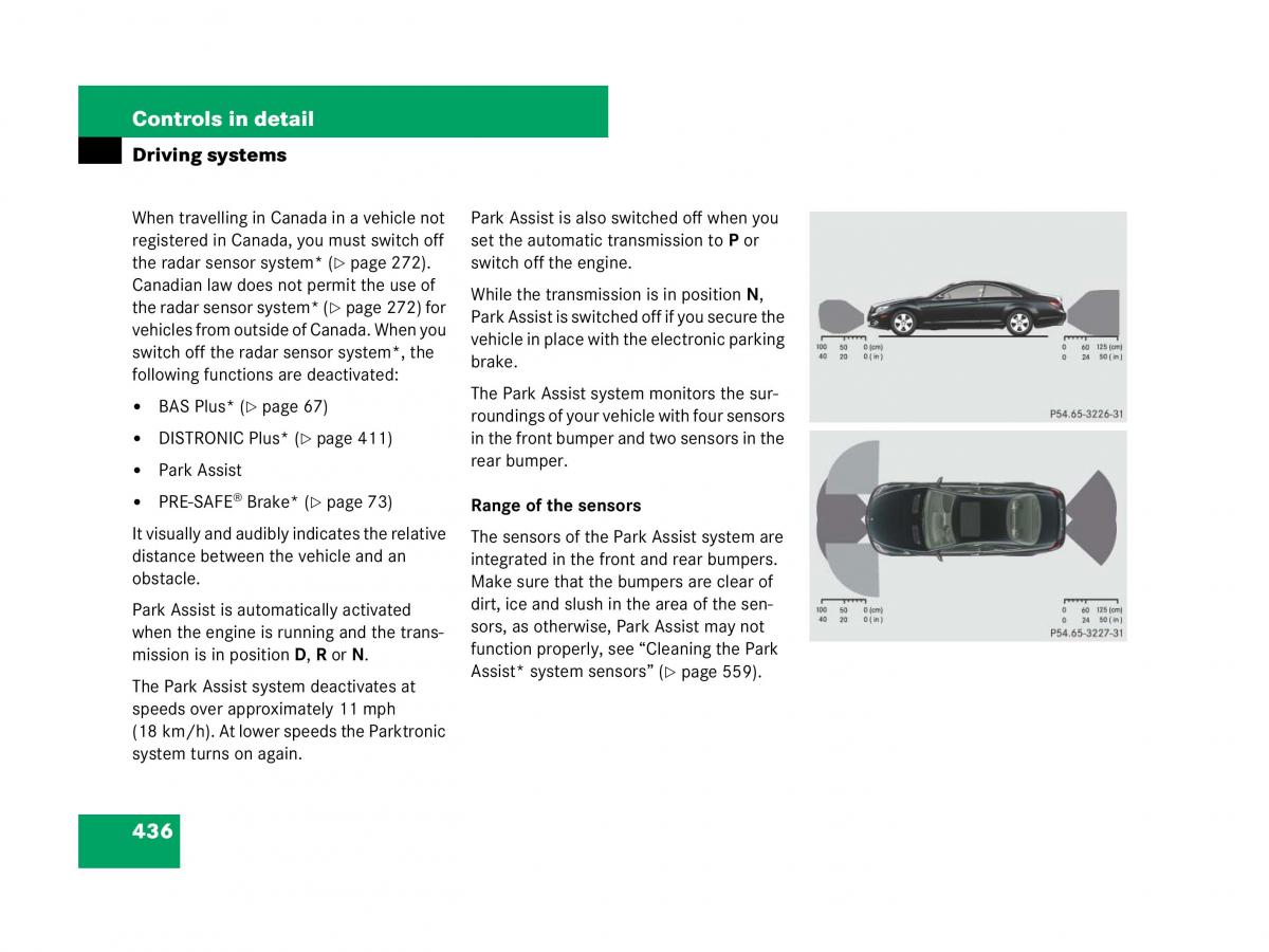 Mercedes Benz CL C216 owners manual / page 437