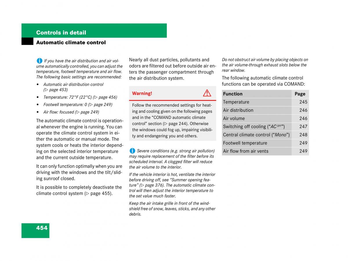 Mercedes Benz CL C216 owners manual / page 455