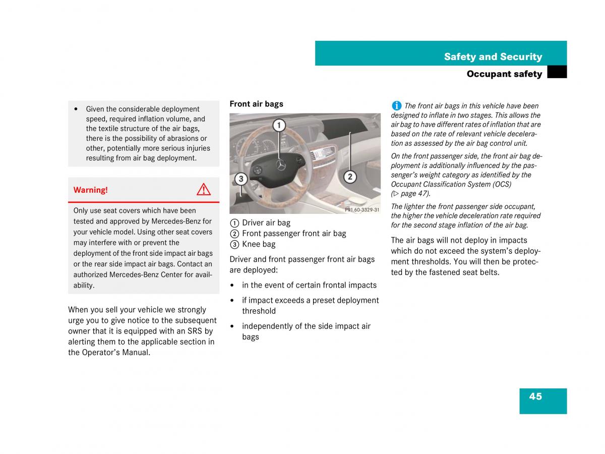 Mercedes Benz CL C216 owners manual / page 46