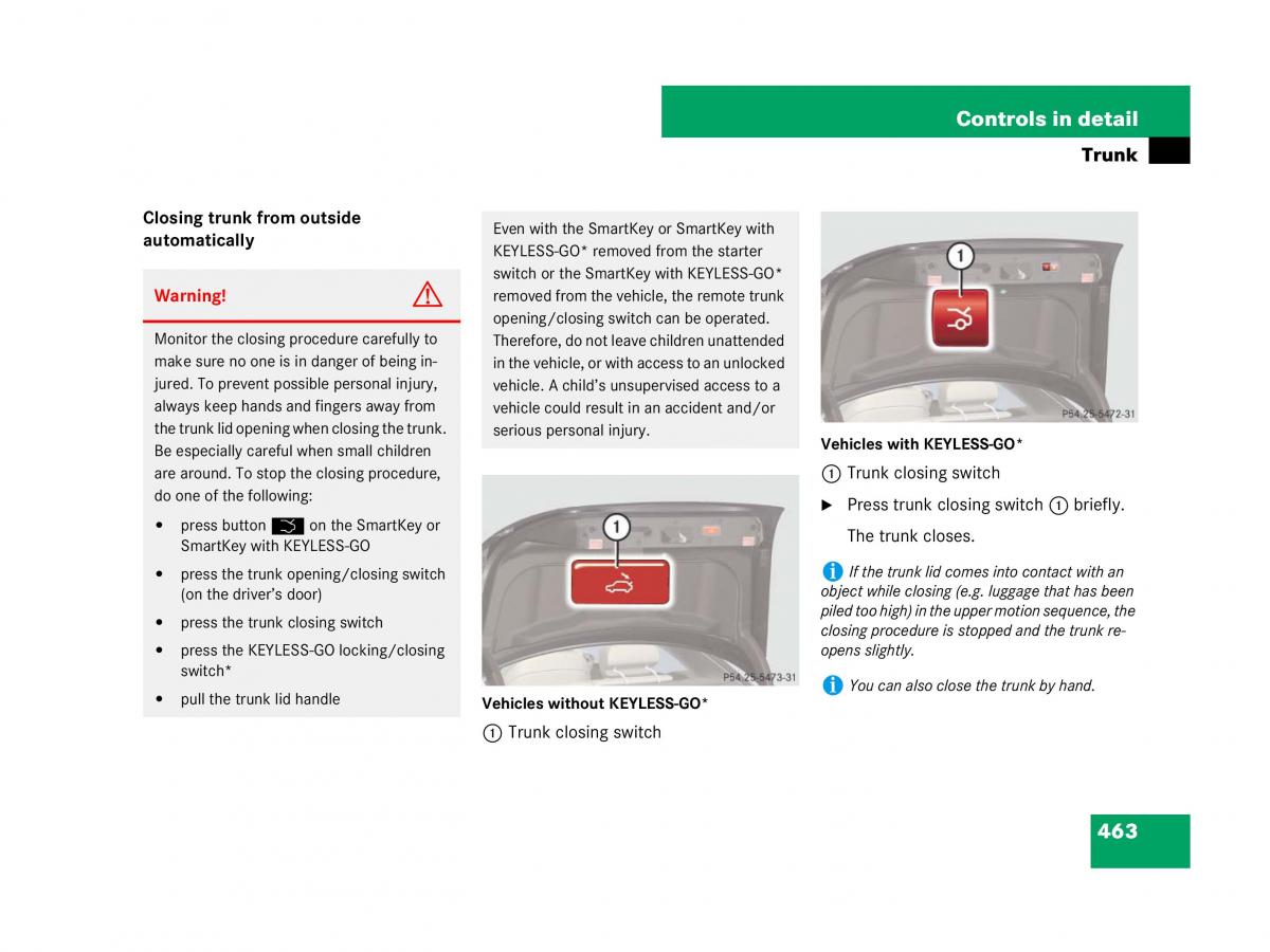 Mercedes Benz CL C216 owners manual / page 464