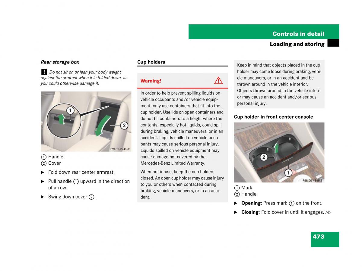 Mercedes Benz CL C216 owners manual / page 474