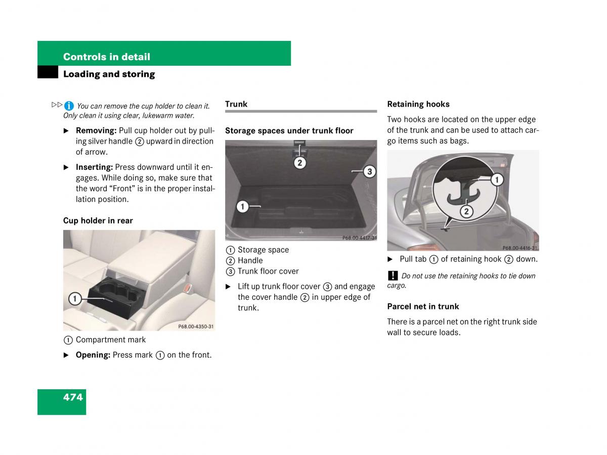 Mercedes Benz CL C216 owners manual / page 475