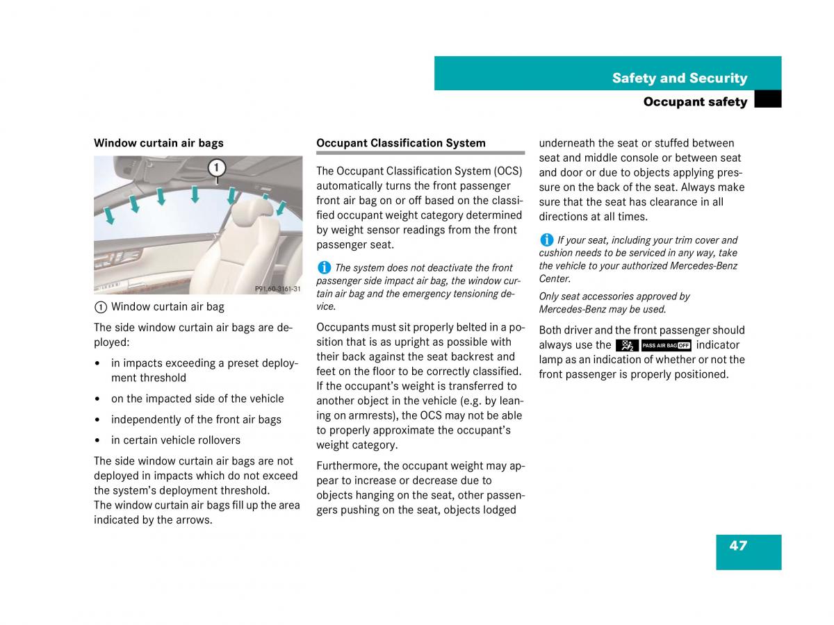 Mercedes Benz CL C216 owners manual / page 48