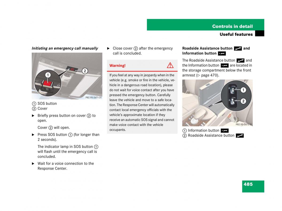 Mercedes Benz CL C216 owners manual / page 486