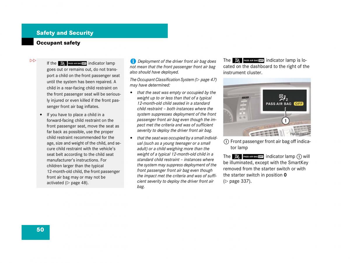 Mercedes Benz CL C216 owners manual / page 51