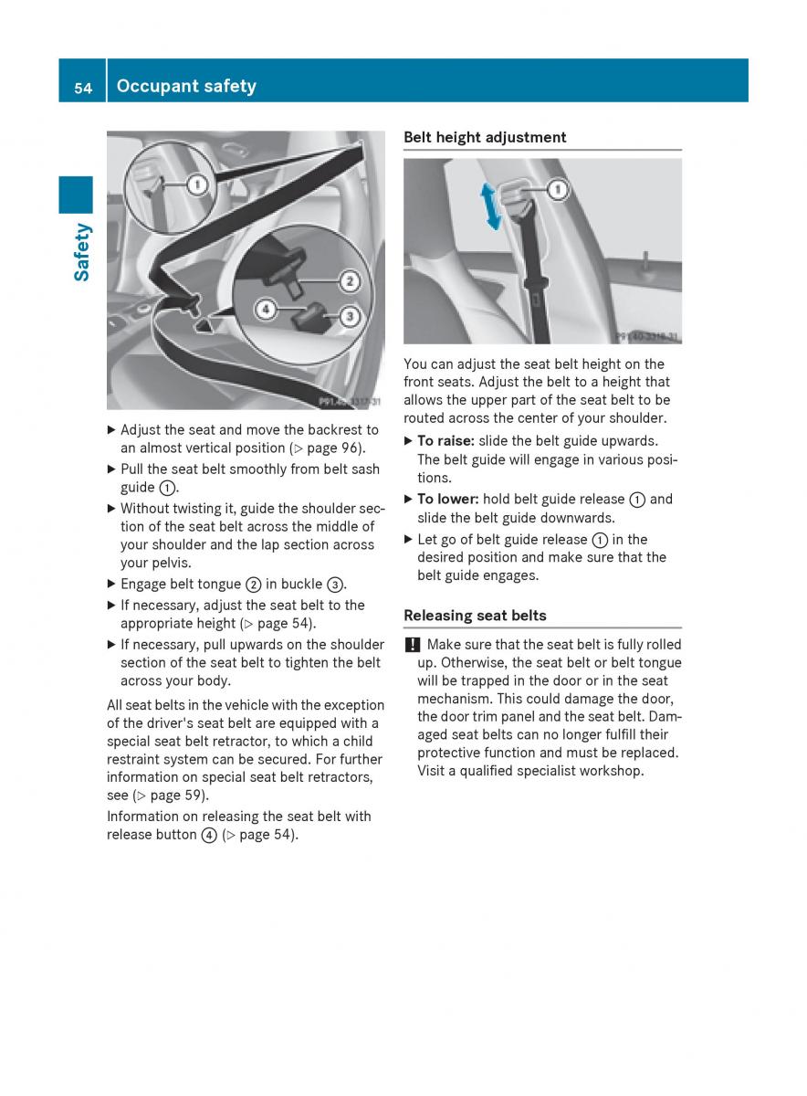 Mercedes Benz CLA C117 owners manual / page 56