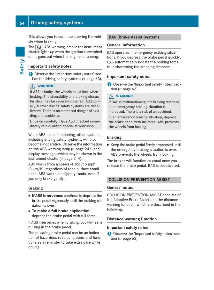 Mercedes Benz CLA C117 owners manual / page 66