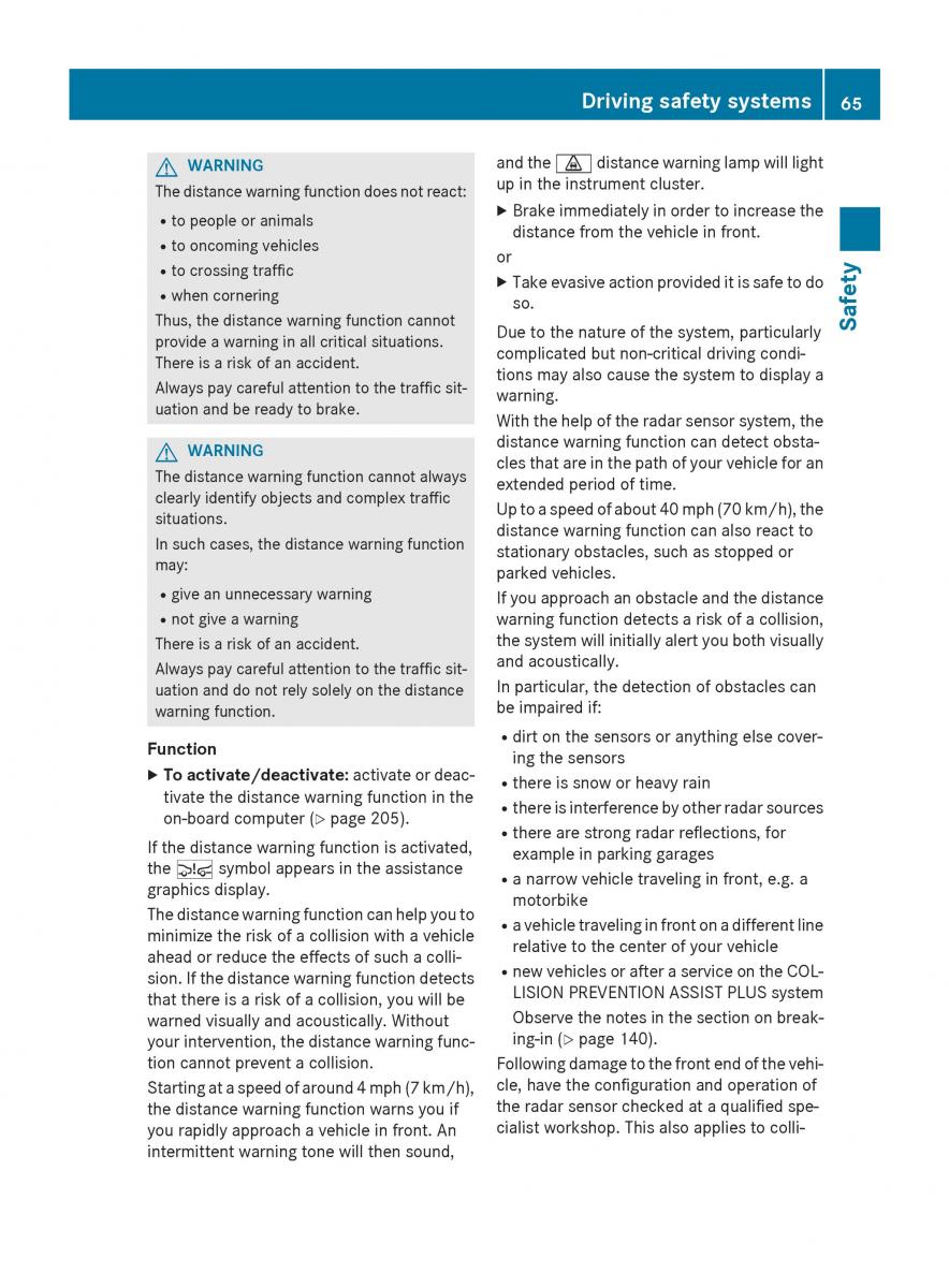 Mercedes Benz CLA C117 owners manual / page 67