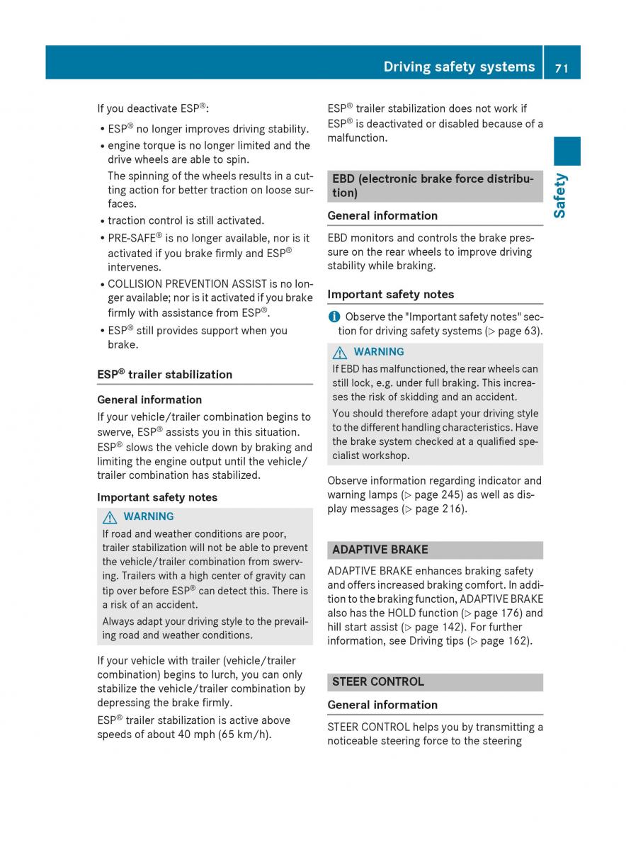 Mercedes Benz CLA C117 owners manual / page 73