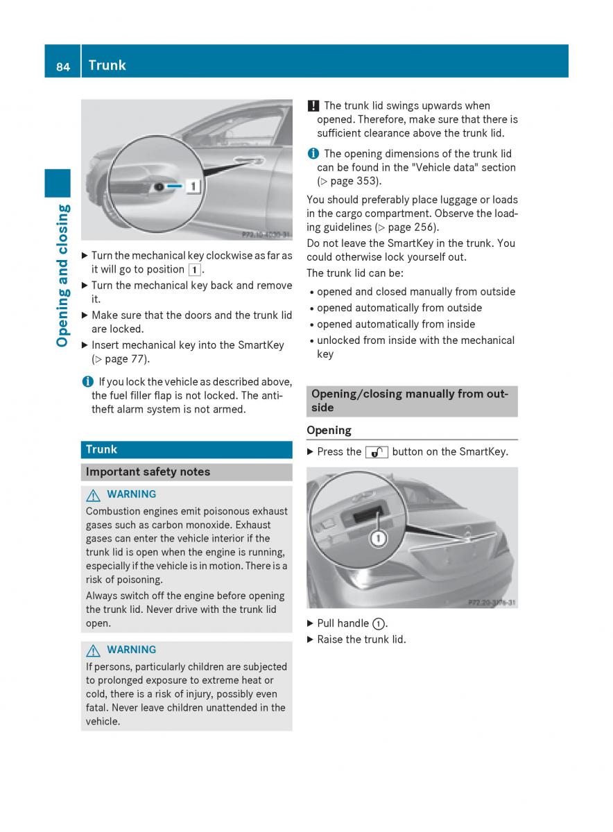 Mercedes Benz CLA C117 owners manual / page 86