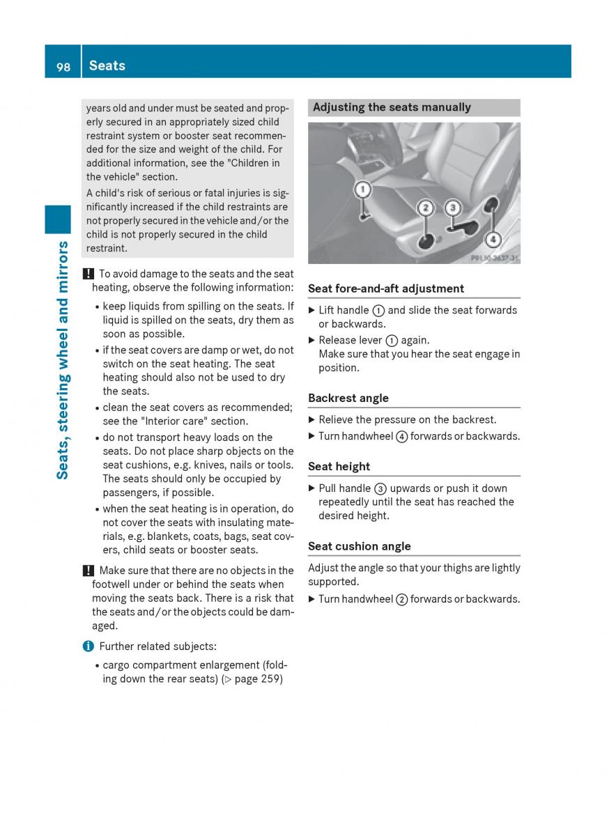 Mercedes Benz CLA C117 owners manual / page 100