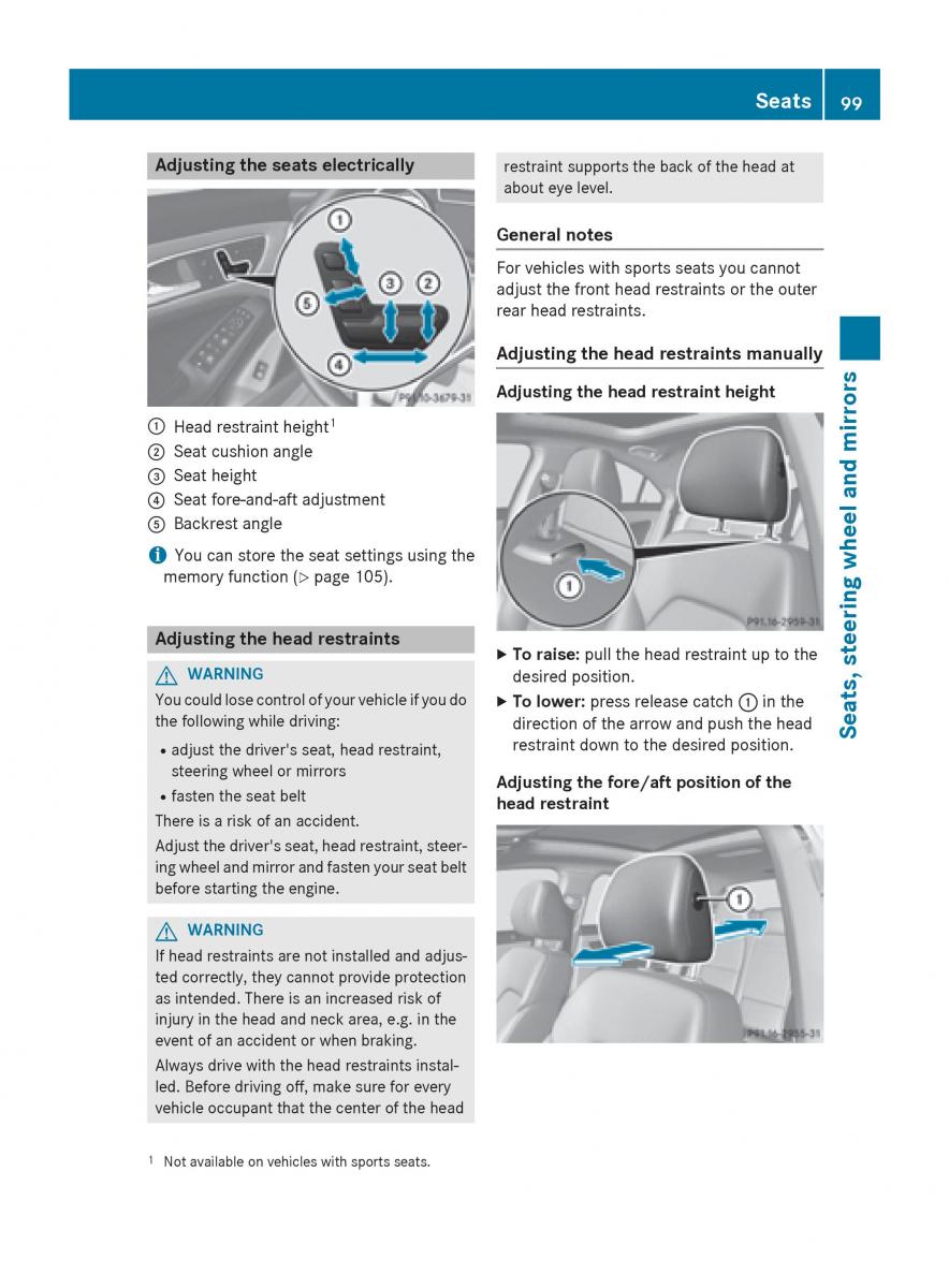 Mercedes Benz CLA C117 owners manual / page 101