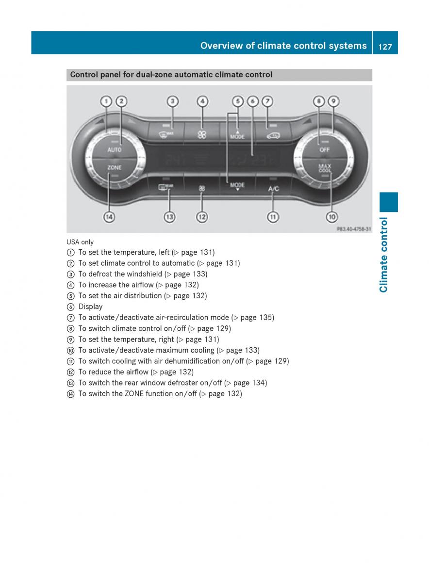 Mercedes Benz CLA C117 owners manual / page 129