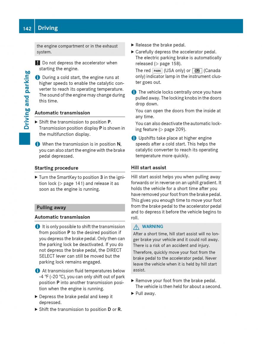 Mercedes Benz CLA C117 owners manual / page 144