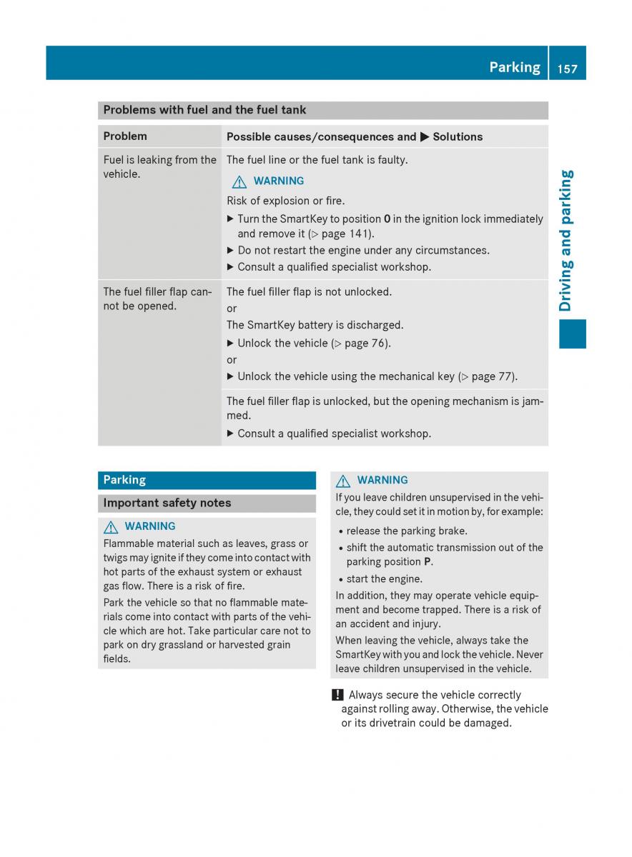 Mercedes Benz CLA C117 owners manual / page 159