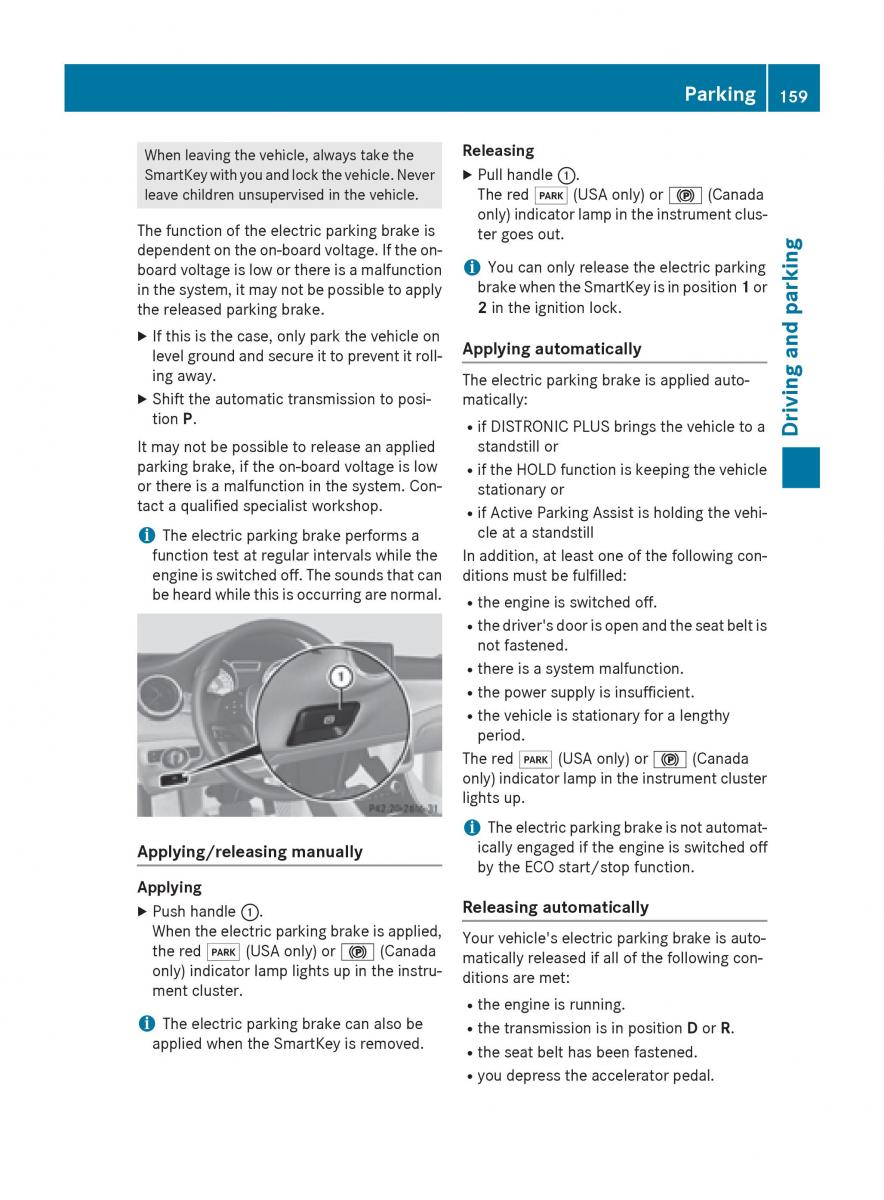 Mercedes Benz CLA C117 owners manual / page 161