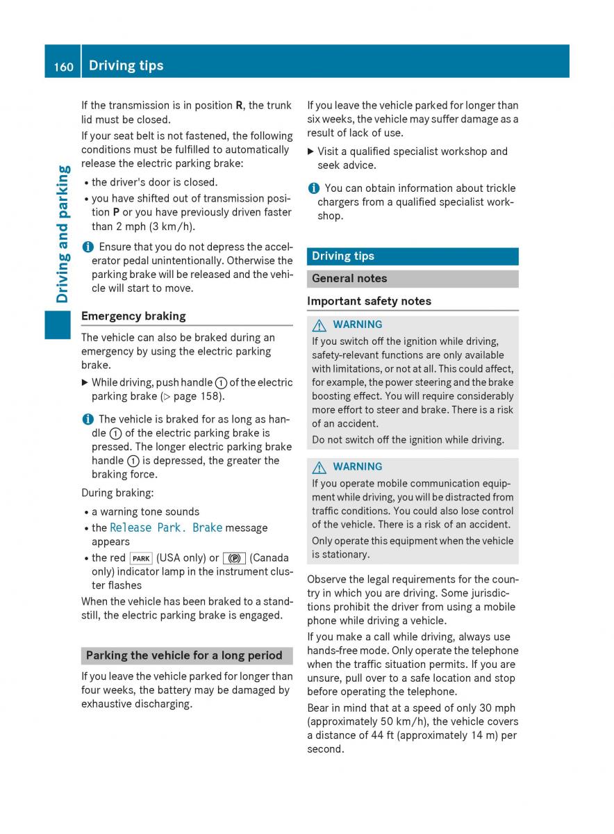 Mercedes Benz CLA C117 owners manual / page 162