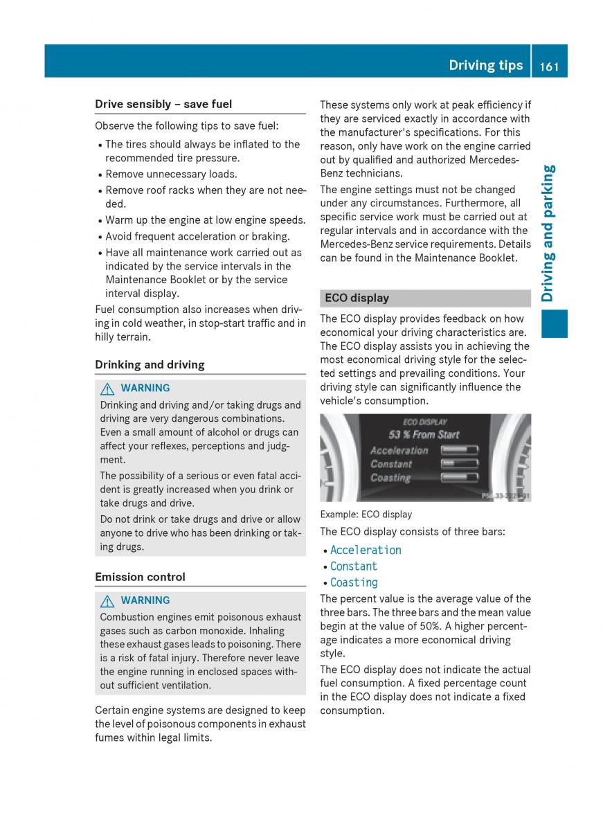 Mercedes Benz CLA C117 owners manual / page 163