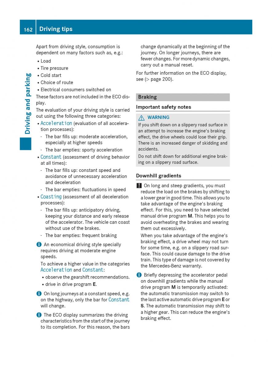 Mercedes Benz CLA C117 owners manual / page 164