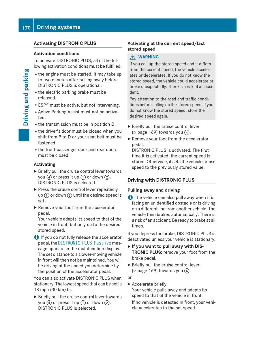 Mercedes Benz CLA C117 owners manual / page 172