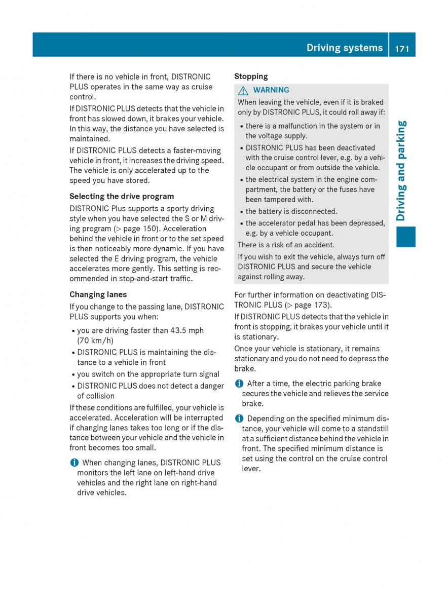 Mercedes Benz CLA C117 owners manual / page 173