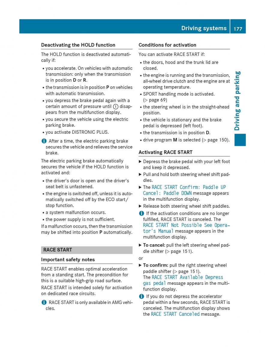 Mercedes Benz CLA C117 owners manual / page 179