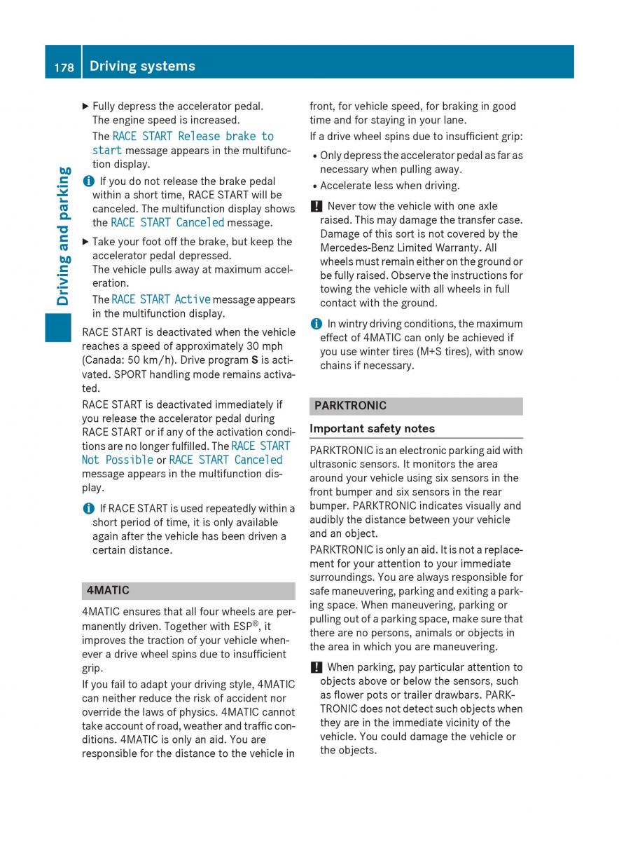 Mercedes Benz CLA C117 owners manual / page 180