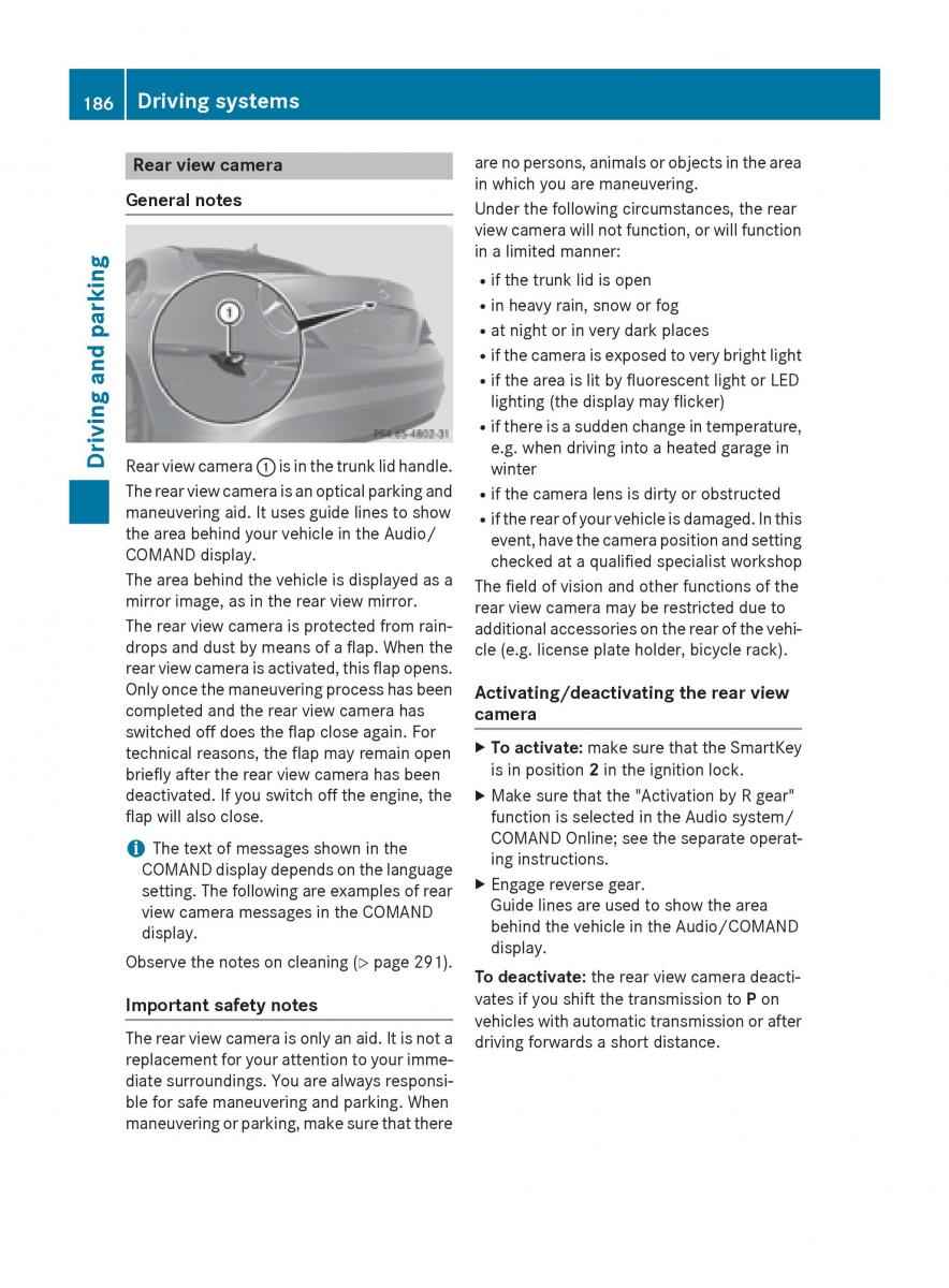 Mercedes Benz CLA C117 owners manual / page 188