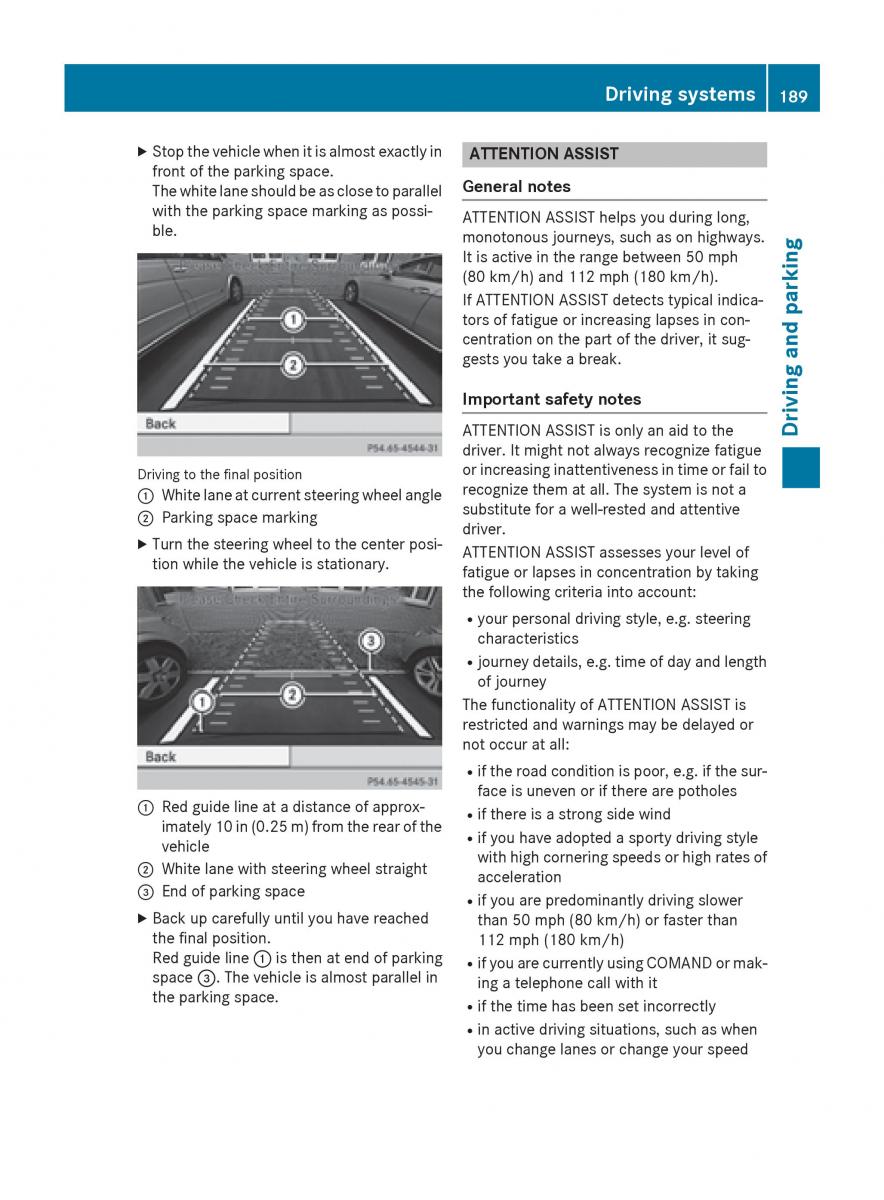 Mercedes Benz CLA C117 owners manual / page 191