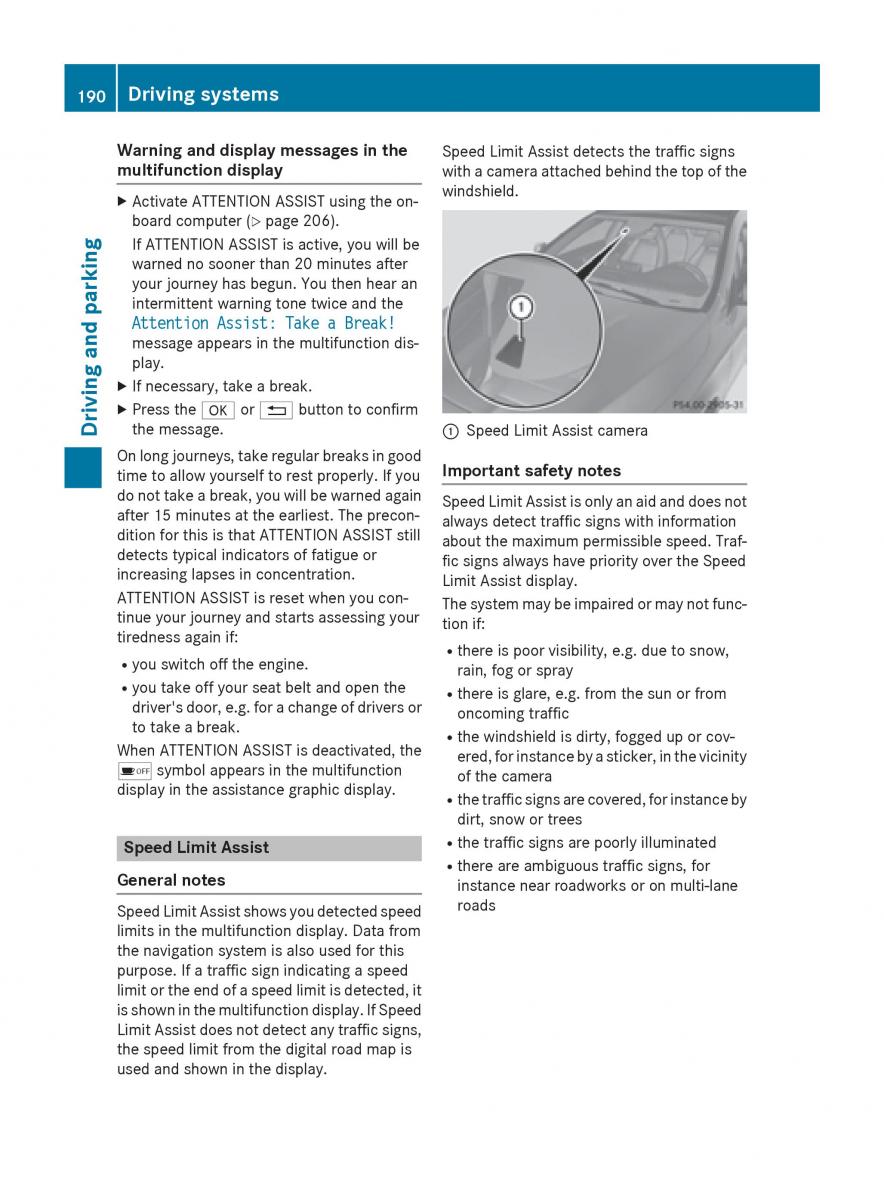 Mercedes Benz CLA C117 owners manual / page 192