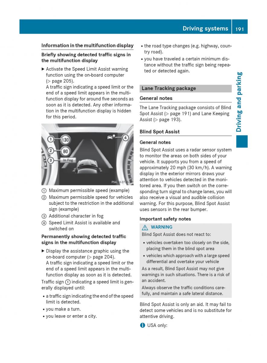 Mercedes Benz CLA C117 owners manual / page 193