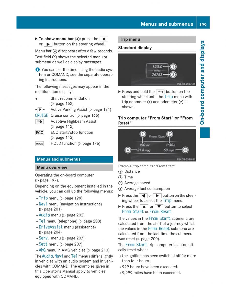 Mercedes Benz CLA C117 owners manual / page 201