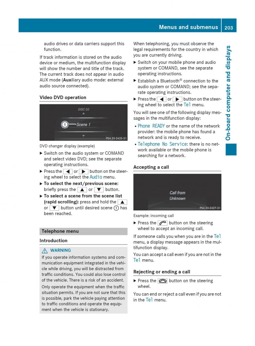 Mercedes Benz CLA C117 owners manual / page 205