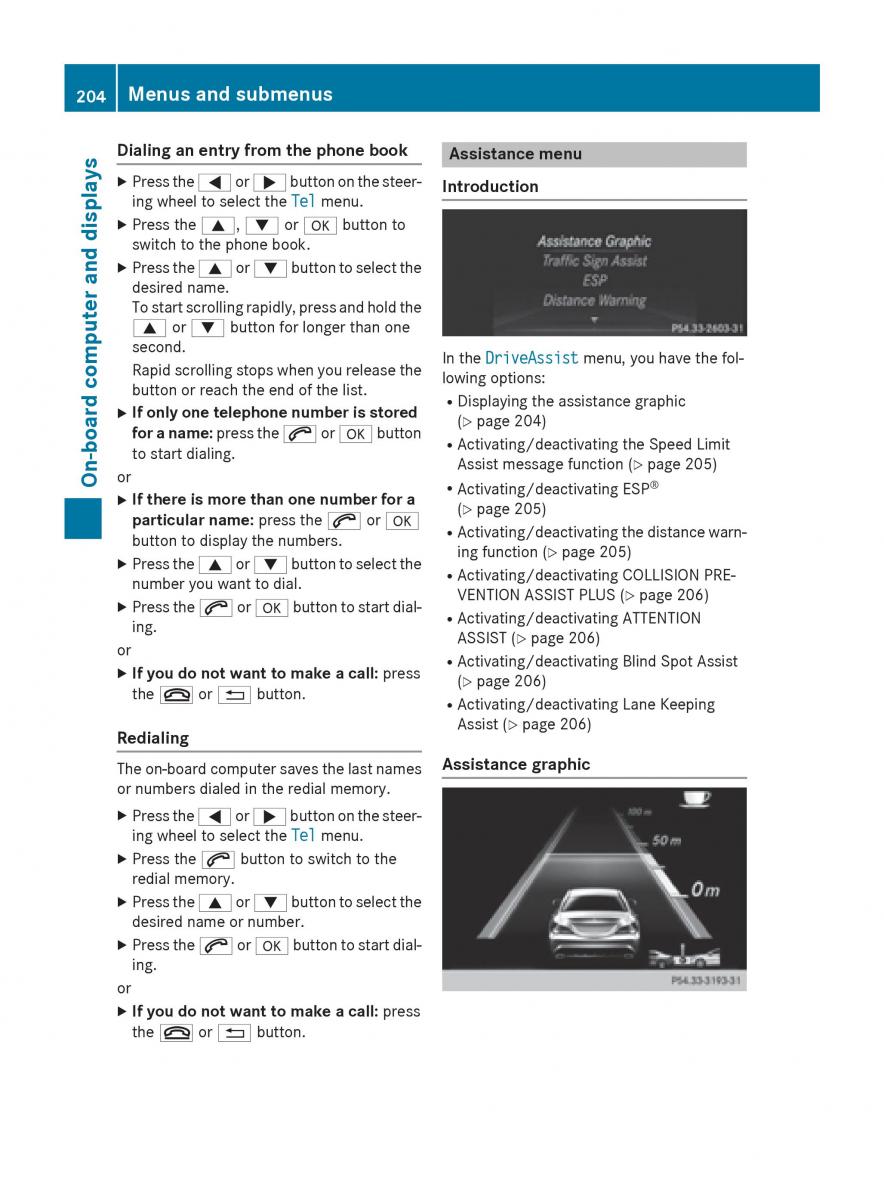 Mercedes Benz CLA C117 owners manual / page 206