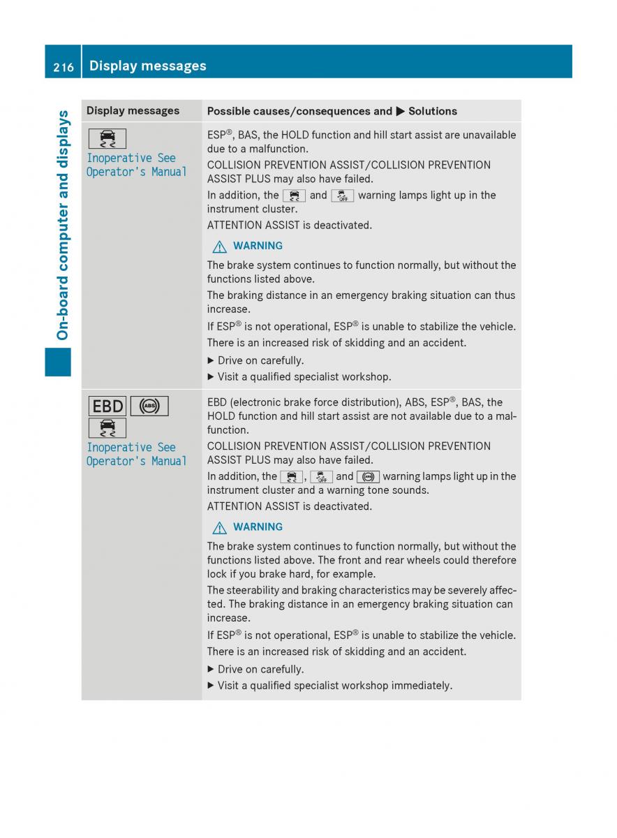 Mercedes Benz CLA C117 owners manual / page 218