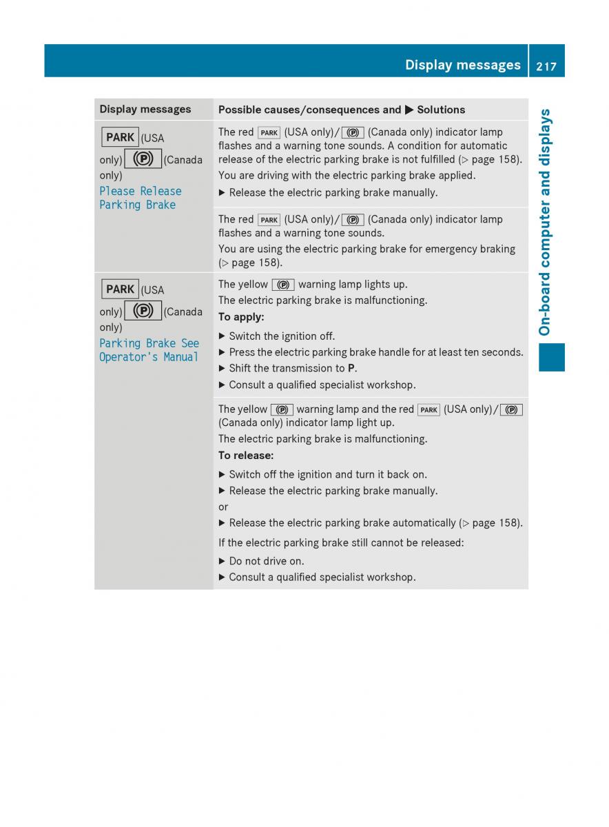 Mercedes Benz CLA C117 owners manual / page 219