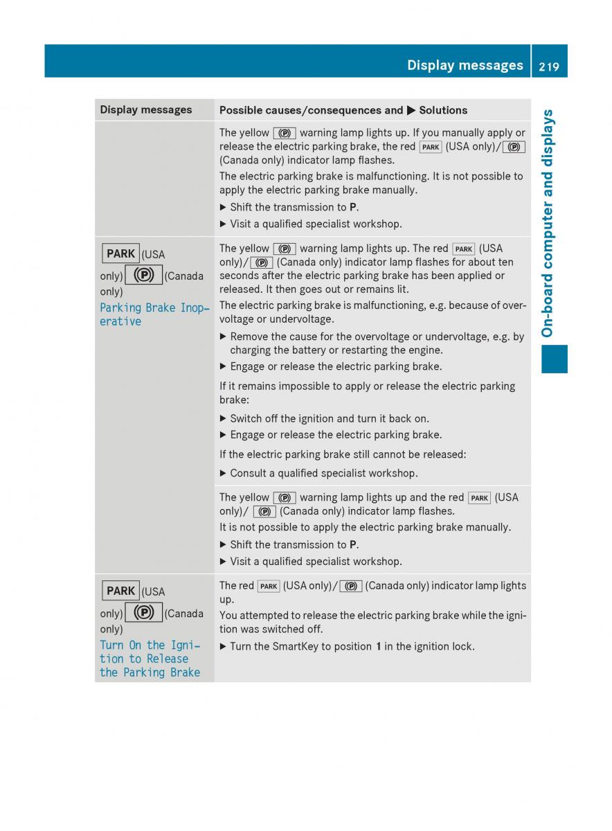 Mercedes Benz CLA C117 owners manual / page 221