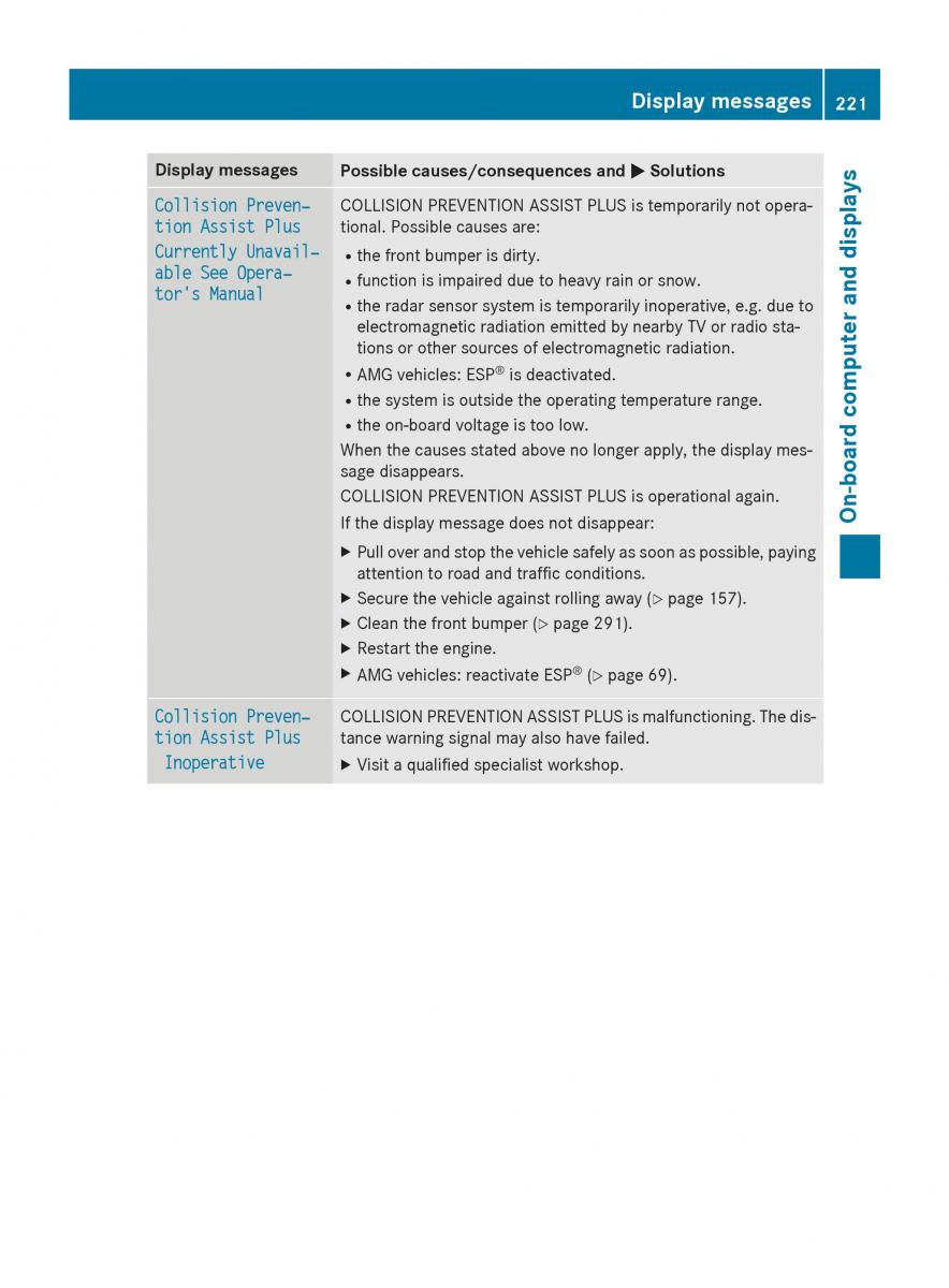 Mercedes Benz CLA C117 owners manual / page 223