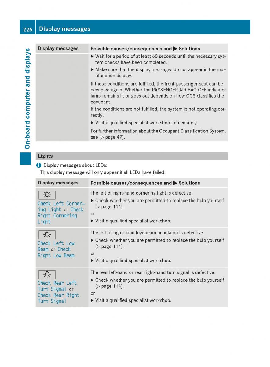 Mercedes Benz CLA C117 owners manual / page 228